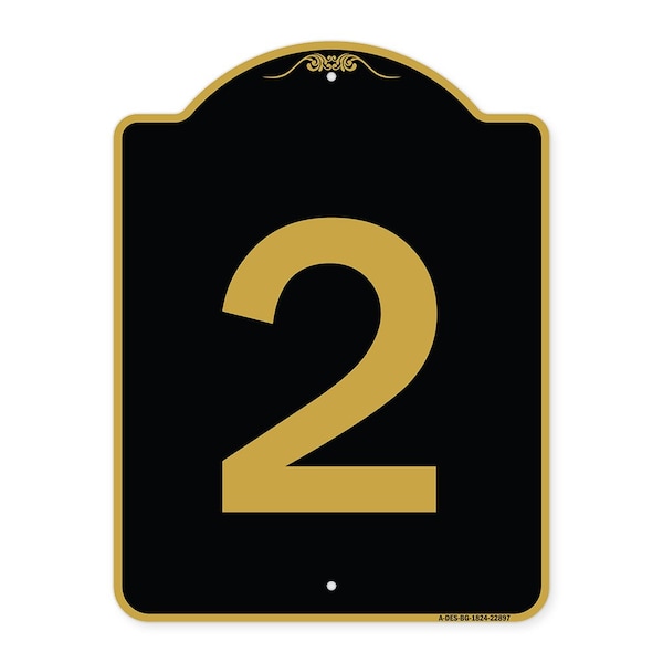 Signmission Designer Series Sign-Sign W/ Number 2, Black & Gold Aluminum Sign, 18" x 24", BG-1824-22897 A-DES-BG-1824-22897 - main